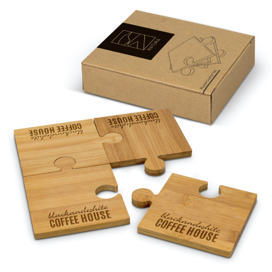 Bamboo Puzzle Coaster Sets of 4 main